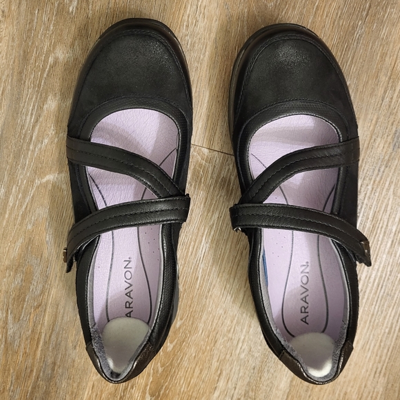 Aravon Pyper Mary-Jane Black Cross Strap Sandal Size 8 CG9889 - Picture 10 of 12